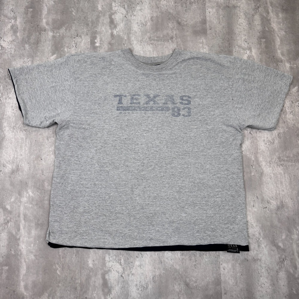 Vintage Texas Double‎ Face T-Shirt Mens Large Gray Athletic Department Gym 90s